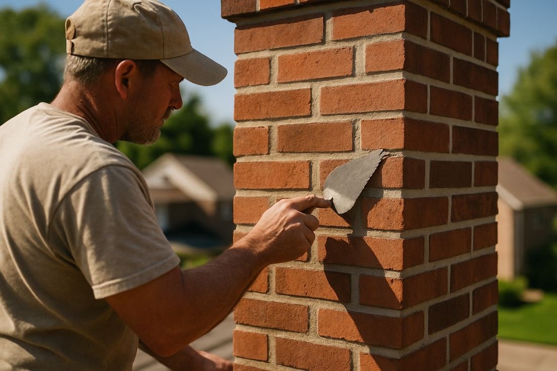 ASH Chimney technician performing masonry & rebuild work on a St. Paul, MN home