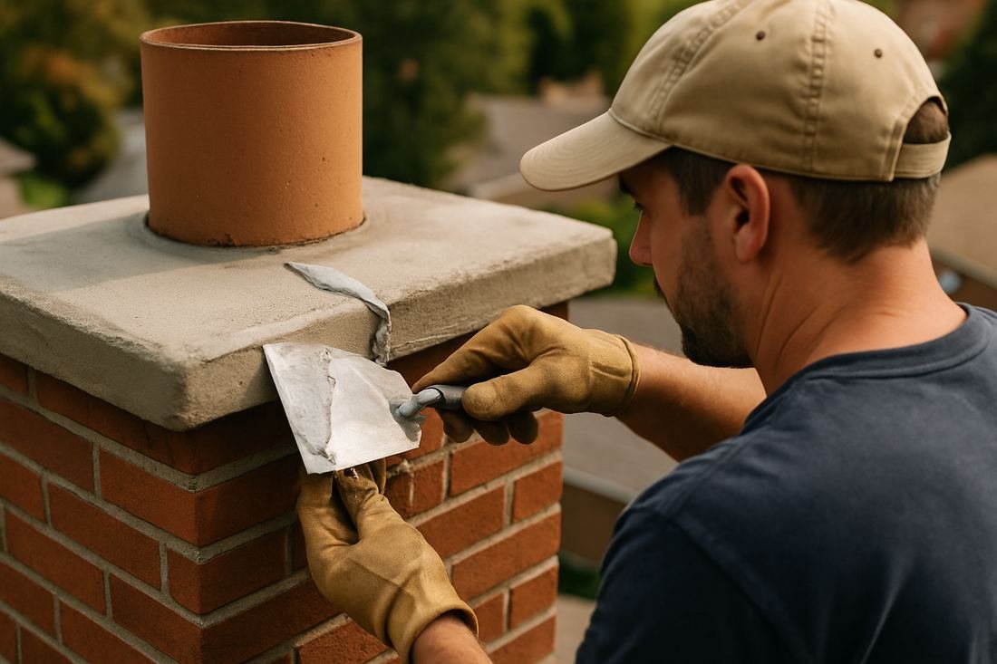 ASH Chimney technician performing chimney repair work on a St. Paul, MN home
