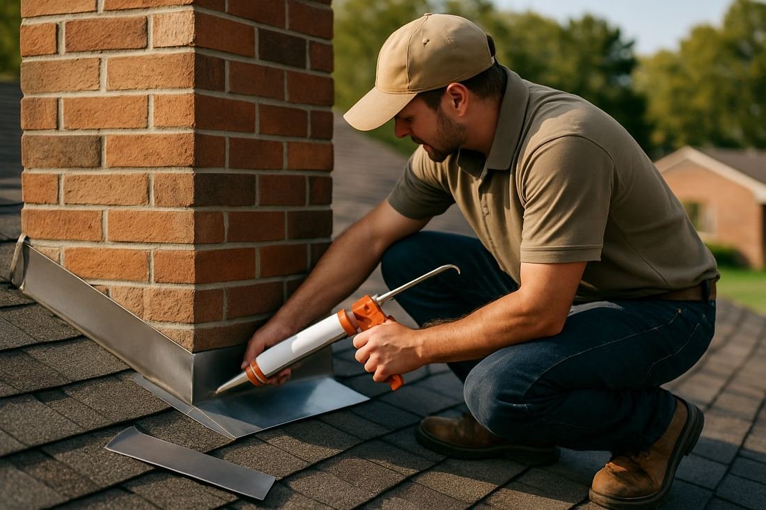 ASH Chimney technician performing chimney repair work on a St. Paul, MN home