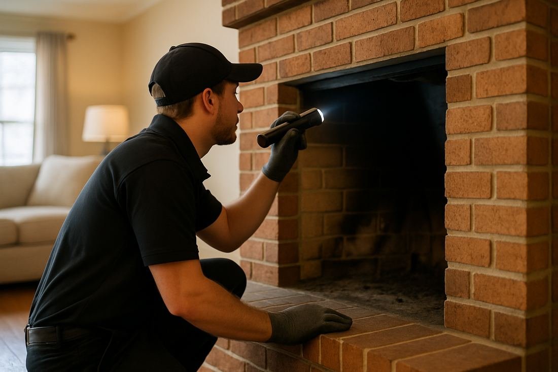 ASH Chimney technician performing chimney inspection work on a St. Paul, MN home