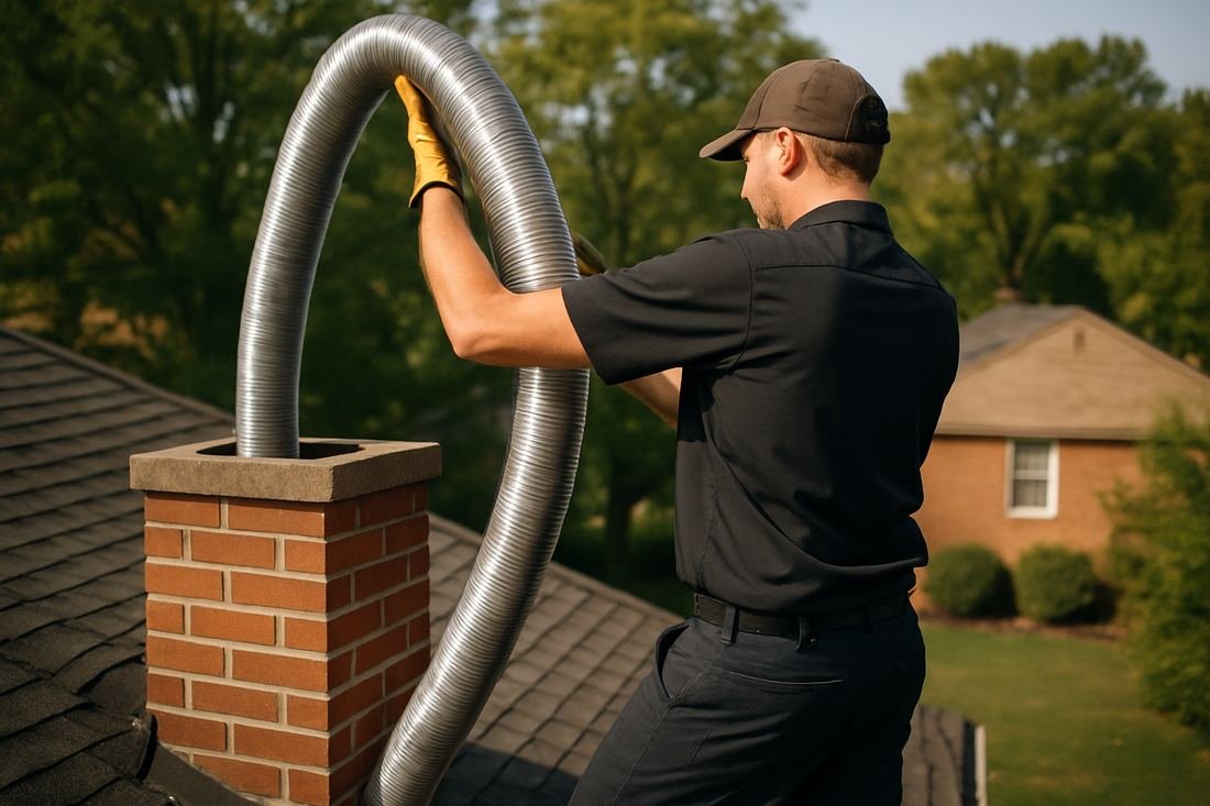 ASH Chimney technician performing chimney relining work on a St. Paul, MN home