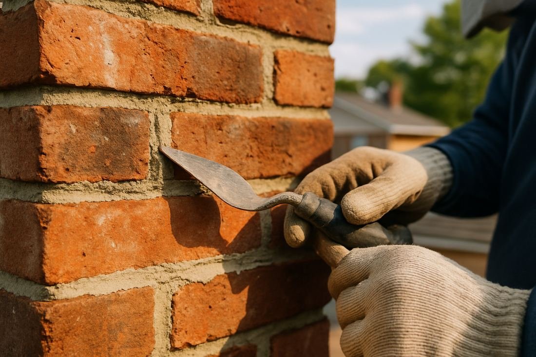 ASH Chimney technician performing chimney repair work on a St. Paul, MN home