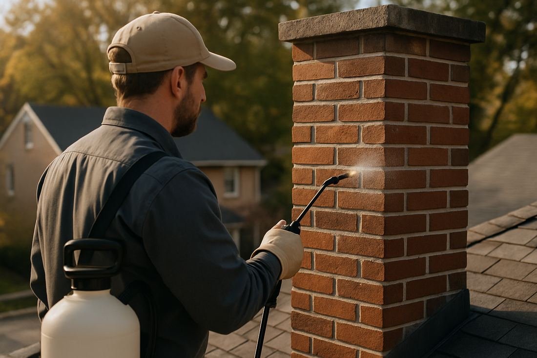 ASH Chimney technician performing chimney repair work on a St. Paul, MN home
