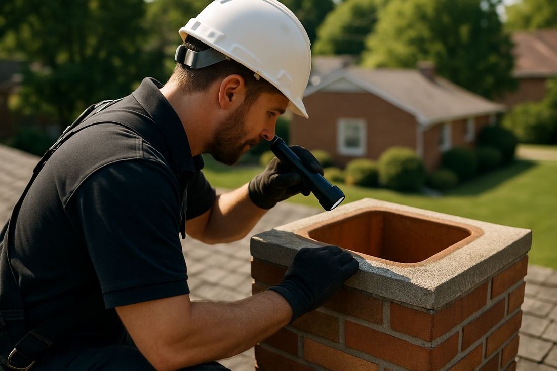 ASH Chimney technician performing chimney relining work on a St. Paul, MN home