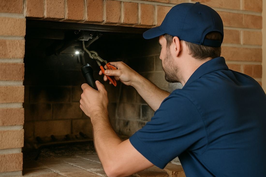 ASH Chimney technician performing chimney repair work on a St. Paul, MN home