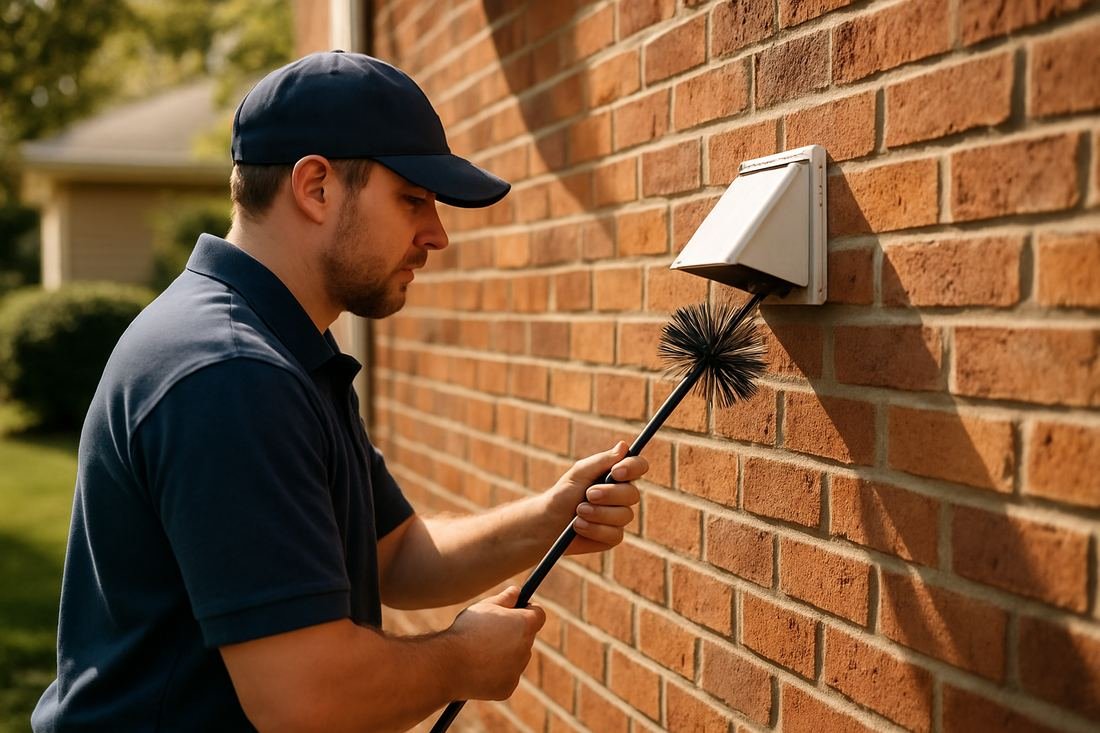 ASH Chimney technician performing cleaning & sweeping work on a St. Paul, MN home