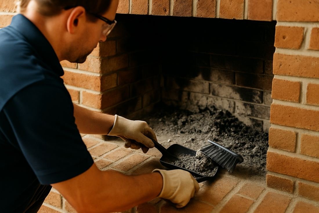 ASH Chimney technician performing cleaning & sweeping work on a St. Paul, MN home