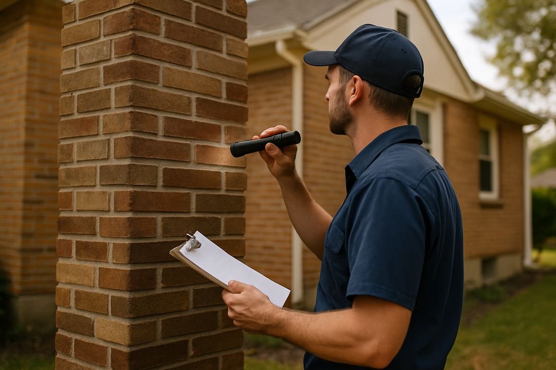 ASH Chimney technician performing chimney inspection work on a St. Paul, MN home