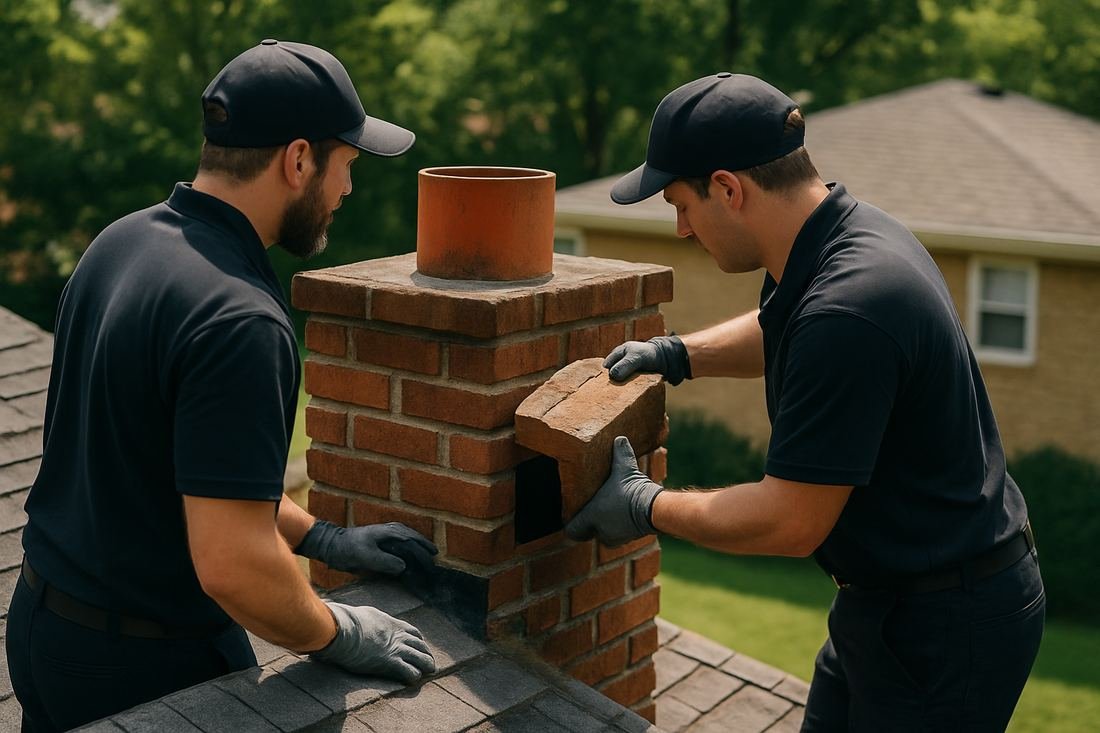 ASH Chimney technician performing chimney inspection work on a St. Paul, MN home