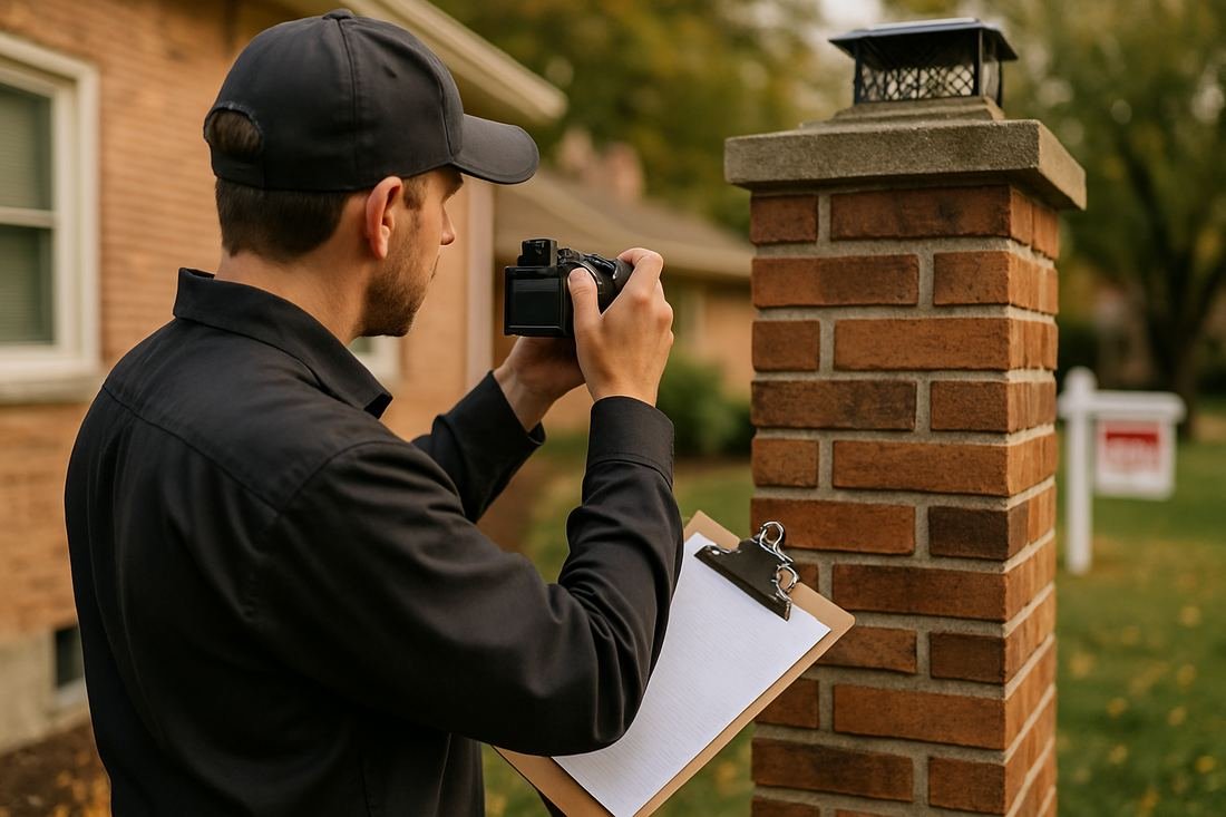 ASH Chimney technician performing chimney inspection work on a St. Paul, MN home
