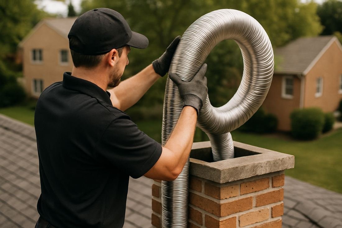 ASH Chimney technician performing chimney relining work on a St. Paul, MN home